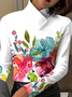 Women's Blouse Summer White Floral Turtleneck Daily Going Out Casual Top