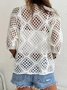 Yarn/Wool Yarn Loose Hollow Out Casual Blouse