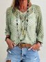 Yarn/Wool Yarn Loose Hollow Out Casual Blouse