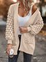 Casual Pocket Stitching Yarn/Wool Yarn Plain Cardigan