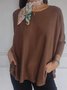 Loose Casual Plain Crew Neck Blouse