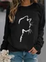 Crew Neck Loose Casual Cat Sweatshirt