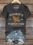 Women's Hagrid'S Pumpkin Patch Print Text Letters Crew Neck Casual Loose T-Shirt
