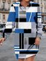 Casual Buckle Hoodie Plaid Dress With No