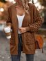 Casual Pocket Stitching Yarn/Wool Yarn Plain Cardigan