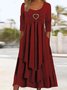Jersey Crew Neck Casual Geometric Dress With No