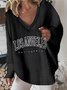 Casual Text Letters V Neck Loose Sweatshirt