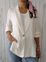 Lapel Collar Plain Casual Cotton Blazer