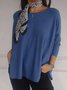 Loose Casual Plain Crew Neck Blouse