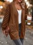 Casual Pocket Stitching Yarn/Wool Yarn Plain Cardigan