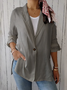 Lapel Collar Plain Casual Cotton Blazer