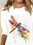 Casual Dragonfly Cotton-Blend T-Shirt