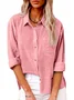 Casual Cotton Plain Shirt Collar Shirt