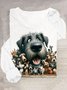 Funny Dog Printed Cotton-Blend Casual T-Shirt