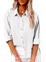 Casual Cotton Plain Shirt Collar Shirt