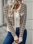 Casual Plaid Crew Neck Cardigan