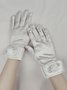 Elegant Imitation Pearl Rose Satin Gloves