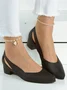 Chunky Heel Plain Leather Flat