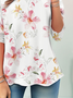 Casual Crew Neck Floral Jersey T-Shirt