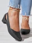 Chunky Heel Plain Leather Flat