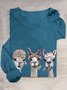 Alpaca Cotton-Blend Loose Casual T-Shirt