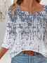 Abstract printed square neck T-shirt