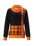 Zipper Casual Jersey Plaid Sweatshirt