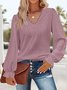 Loose Lace Casual Plain T-Shirt