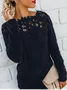 V Neck Casual Plain Yarn/Wool Yarn Sweater