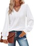 Loose Lace Casual Plain T-Shirt