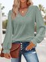 Loose Lace Casual Plain T-Shirt