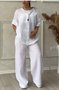 Loose Casual Hoodie Plain Two-Piece Set
