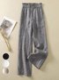 Buckle Casual Loose Plain Pants