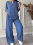 Loose Casual Hoodie Plain Two-Piece Set