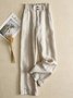 Buckle Casual Loose Plain Pants