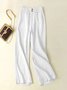 Buckle Casual Loose Plain Pants
