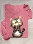 Cotton-Blend Casual Cat T-Shirt