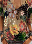 Women's Short Sleeve T-shirt Summer Black Floral Jersey V Neck Daily Going Out Casual Top