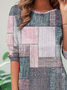 Plaid printed round neck long sleeved casual T-shirt