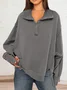 Loose Shawl Collar Casual Plain Sweatshirt