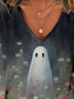 Jersey V Neck Halloween Casual T-Shirt