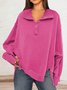 Loose Shawl Collar Casual Plain Sweatshirt