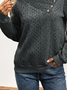 Casual V Neck Plain Sweatshirt