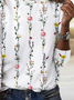 Floral print round neck long sleeved casual T-shirt