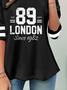 Text letter black and white contrasting round neck long sleeved casual T-shirt