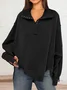 Loose Shawl Collar Casual Plain Sweatshirt