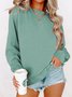 Knitted Crew Neck Casual Plain Sweatshirt