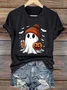 Women's Halloween Printed Casual Crew Neck Loose T-Shirt