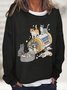 Serotonin Booster Cats Super Cute Artsy Creative Casual Sweatshirt