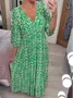 V Neck Ethnic Casual Dress With No